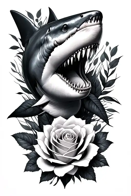 2 Sharks 1 Rose Wild Patterns