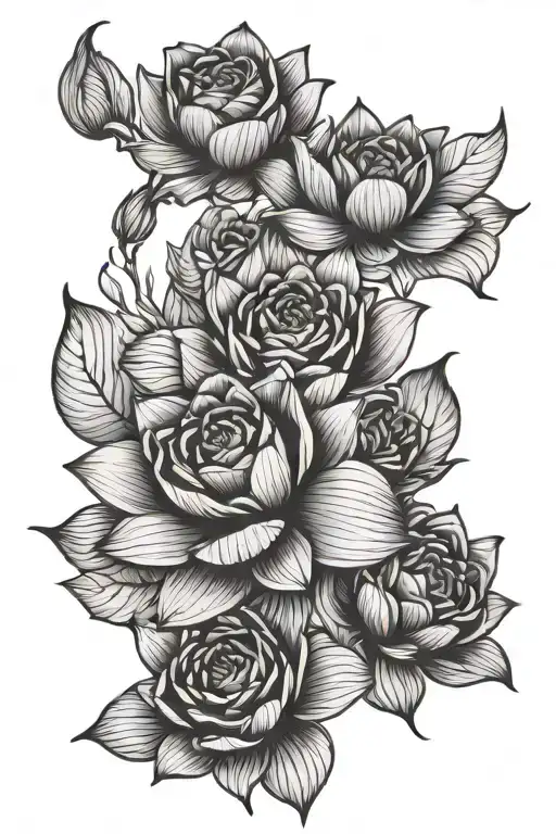 Black Roses And Lotus Flower Blooming