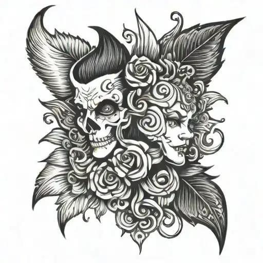 Sticking Tatoo Representing Two Sides