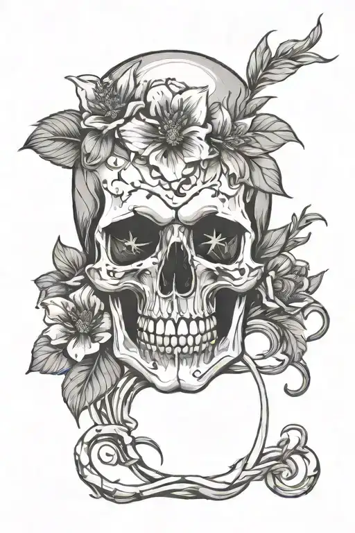 Skull With Sesame Flower