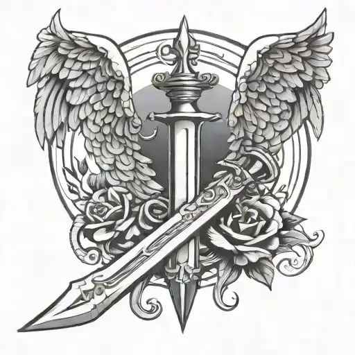 Angle Wings Halo With Dagger