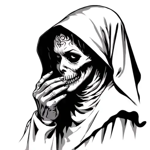 Scary Nun Shushing With A Burning