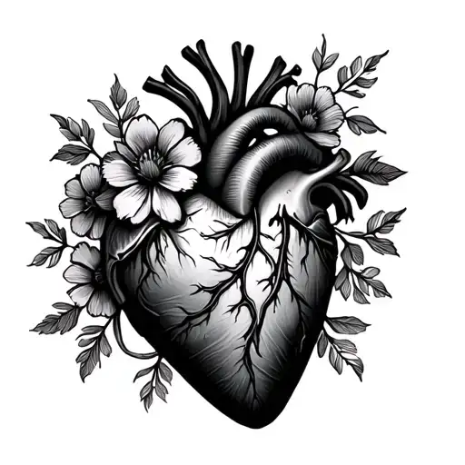 Human Heart With Flowers