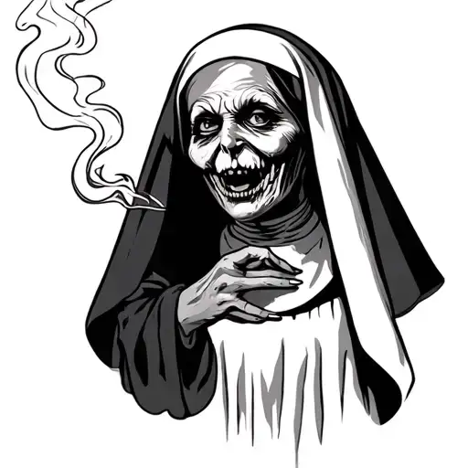 Scary Nun Smoking
