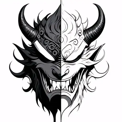 Oni Mask Split In Half