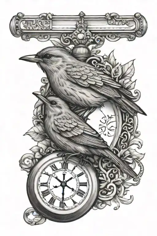 Pocket Watch With Robin Perched