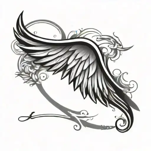 Simple Angle Wing Tattoo With A K And Semicolon In The Middle