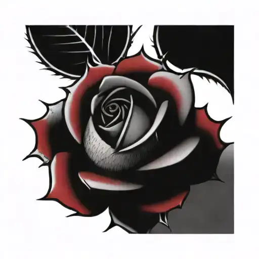 Red And Black Rose With Alot Of Thorns