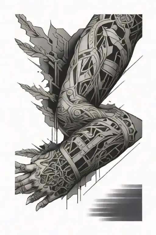 Blacked Out Arm Sleeve With Thin Lines
