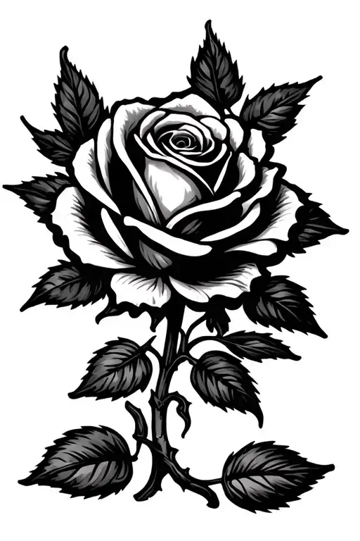 Rose With Vine Around The Stem Simple