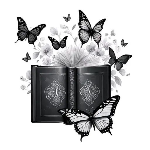 Book With Butterflies Surrounding
