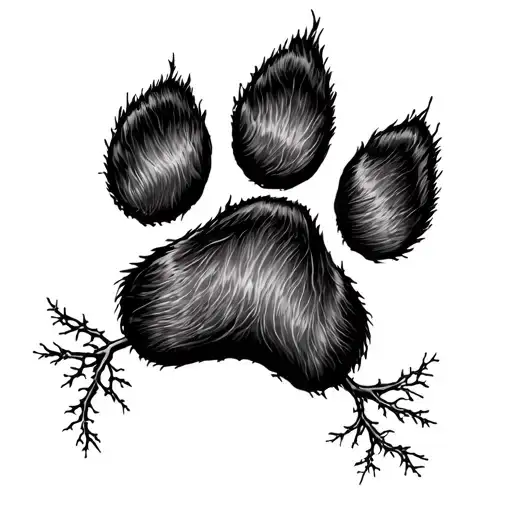 Australian Cattle Dog Paw Print With Roots