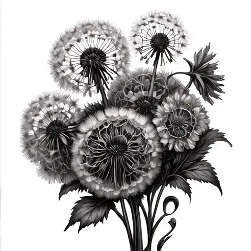 Dandelion And Tangled Flower Bouquet