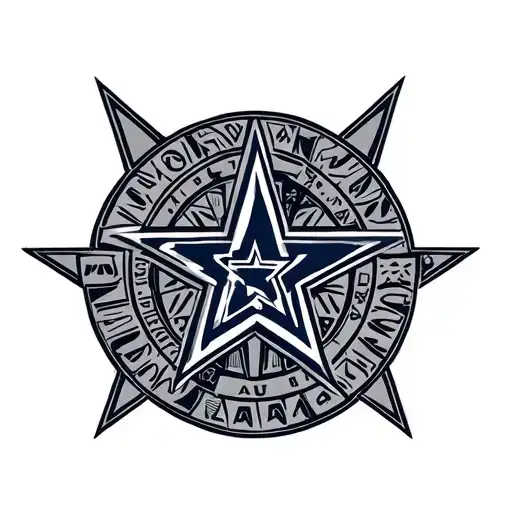 Dallas Cowboys Star With Aztec Calendar Inside
