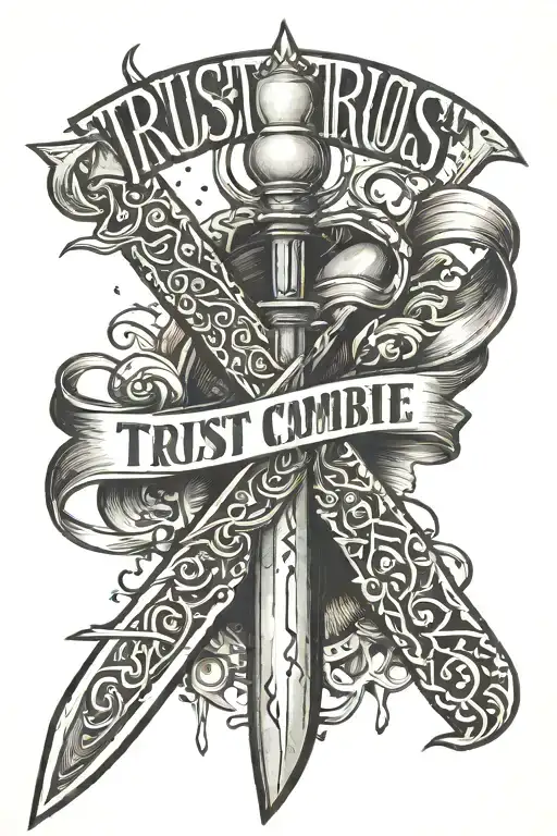 Trust Word Combine In Knife Crossed