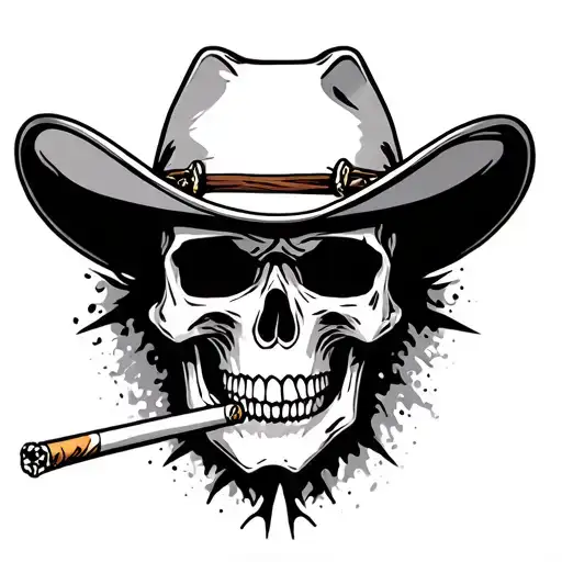 Cowboy Skull With Cigarette