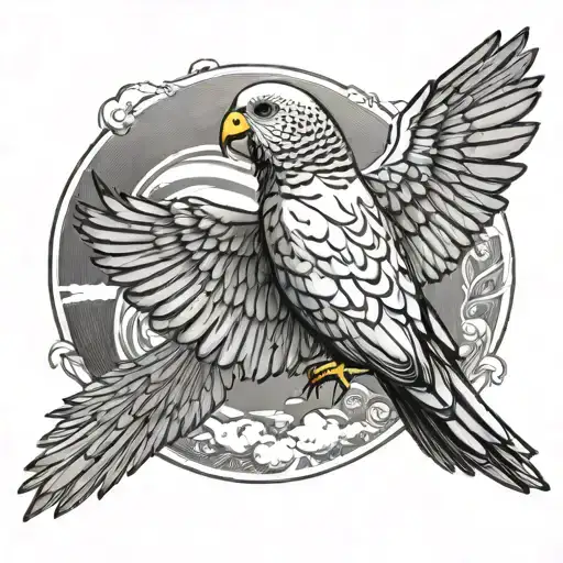 Budgie Bird Flying Towards The Sun