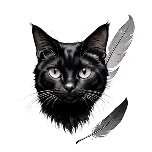 Black Cat W Feather