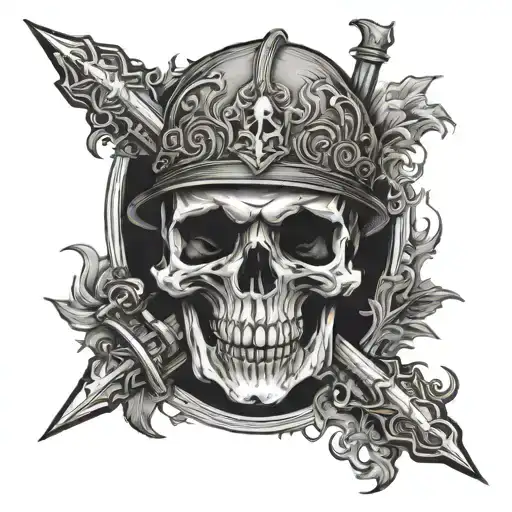 Skull Posited Hurricane Trident