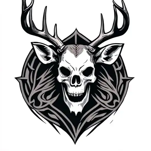 Skull Wearing A Buck Skin