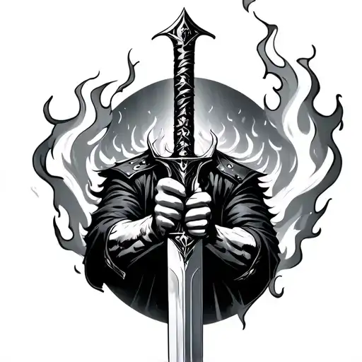 Flaming Sword In Hand Of Ghost Rider