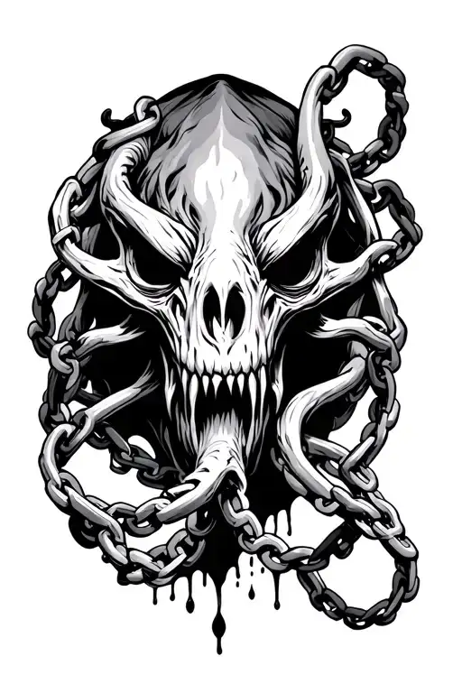 Hellish Kraken With Chains Dripping With Darkness