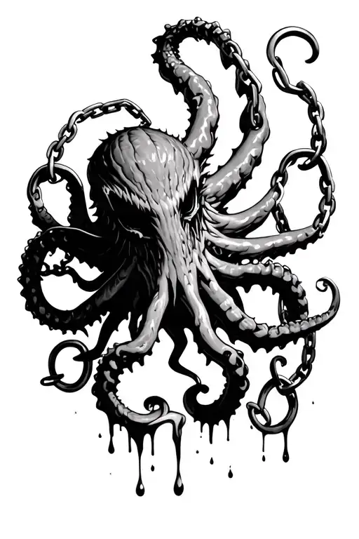 Hellish Kraken With Chains Dripping With Darkness That Looks Realish