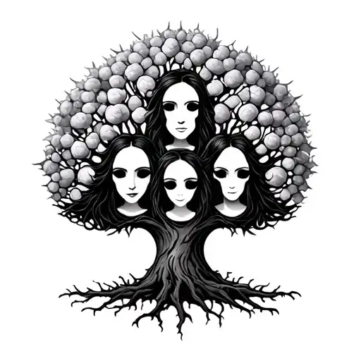 Family Tree With 4 People Names Intertwined And Thorny Letters No Faces