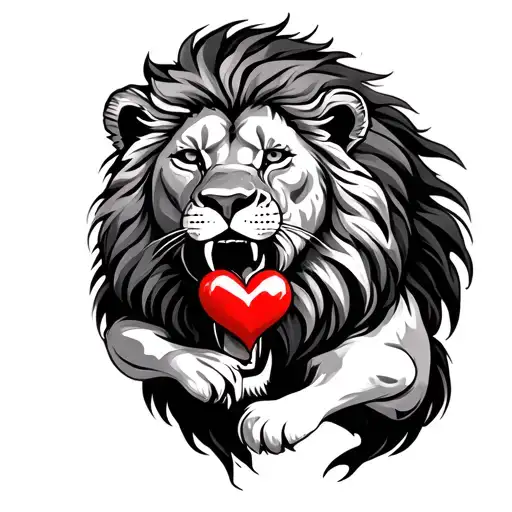 Lion Eating A Heart