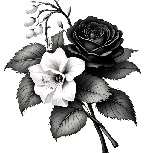 Lily Of The Valley And Marigold And Rose And Daffodil