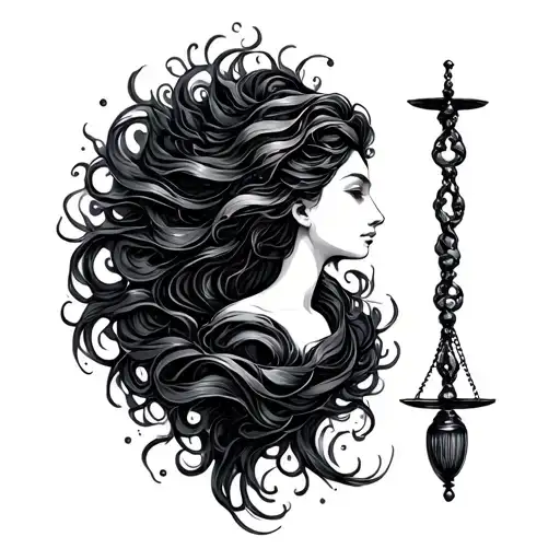 Libra Scale Aquarius Waves Flowing Hair Swimming Underwater