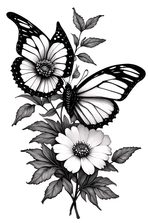 Small Flower And Butterfly