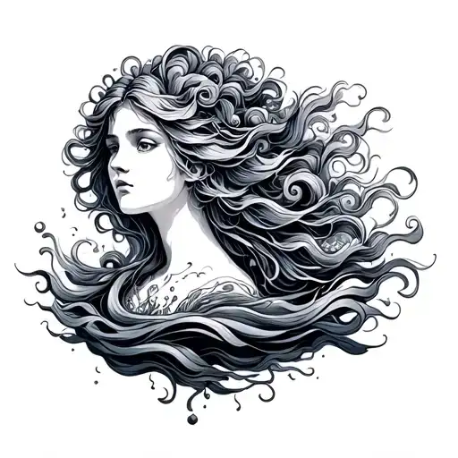 Libra Scale Aquarius Waves Flowing Hair Swimming Album Cover