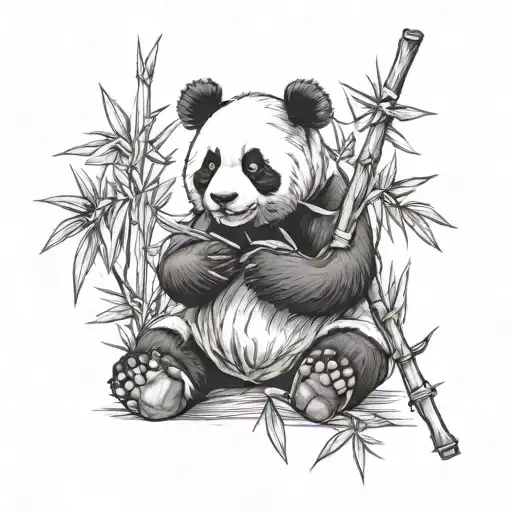 Panda With Bamboo