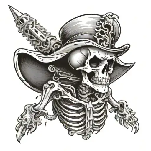 Skeleton And Cartoon Character