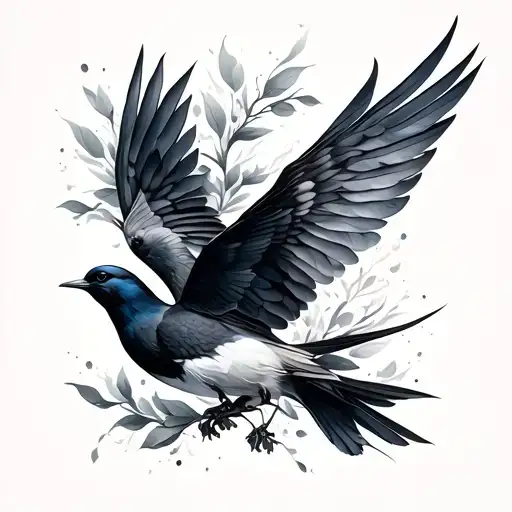 Back Tattoo With Birds And Movement