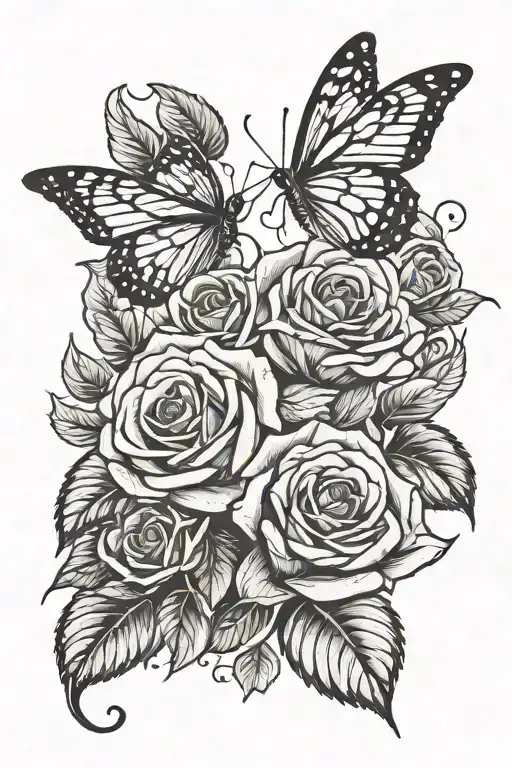 Roses And Butter Fly