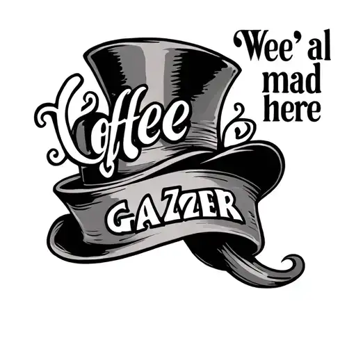 Mad Hatter's Hat Cofee Gazer And We're All Mad Here Text