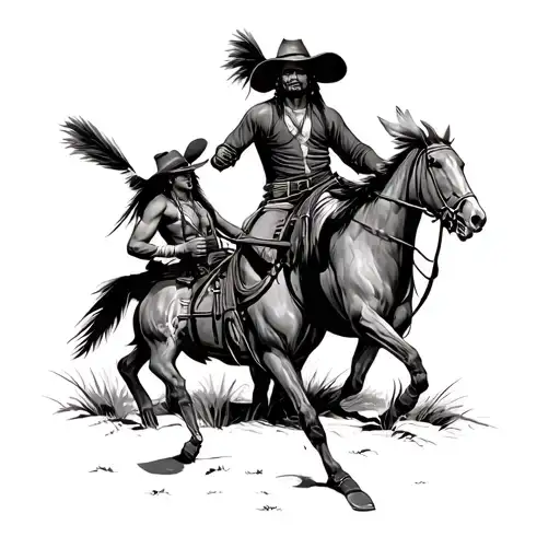 Cowboys And Indians Killing Each Other In A Indian Camp