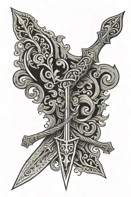 The Scandinavian Pattern With Odin's Spear In The Center Is 30 Centimeters Long