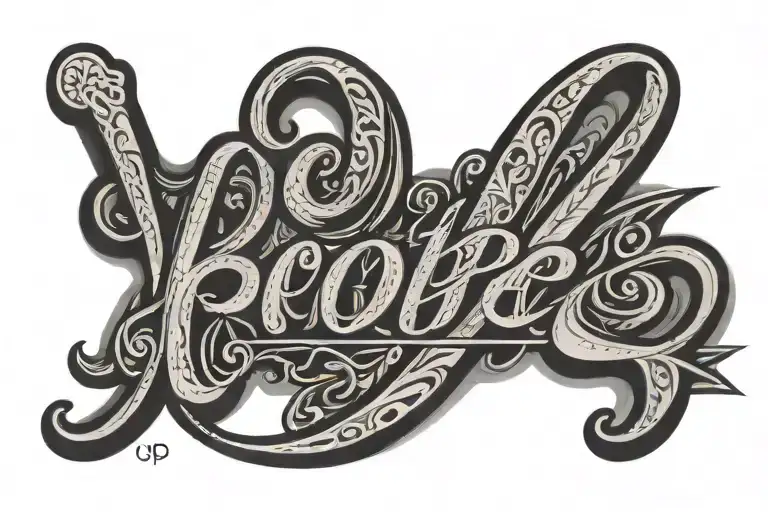 The Name Kobe In Cursive With A Heart Attached To The Name