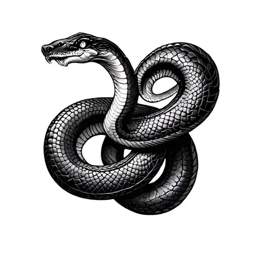 Geometric Sacred Snake Coiled Around Arm