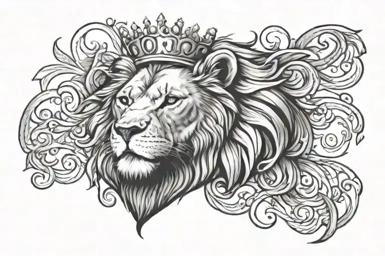 Lion With Crown Tattoo In Forearm Band
