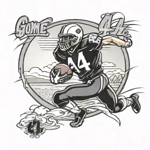 Tackle Football Player Number 44 Last Name Gomez Running On An Open Field Into The Sunset