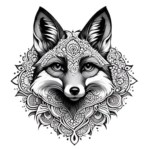 Fox Face Mandala Dotwork