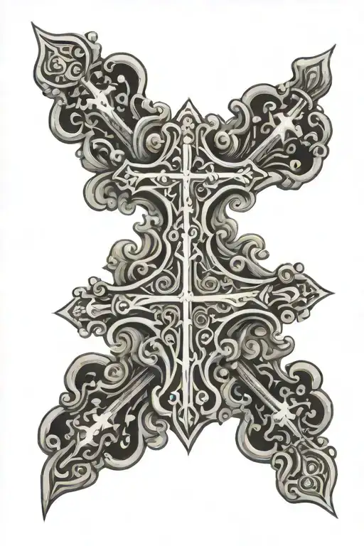 Orthodox Cross With Orthodox Saints Surrounding