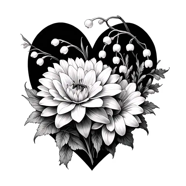 Chrysanthemum And Lily Of The Valley In Heart Shape
