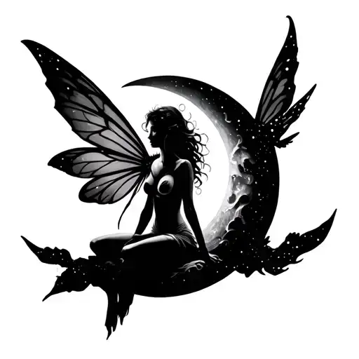 Fairy Sitting On Moon