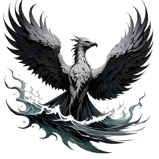 Phoenix Over Fiery Ocean