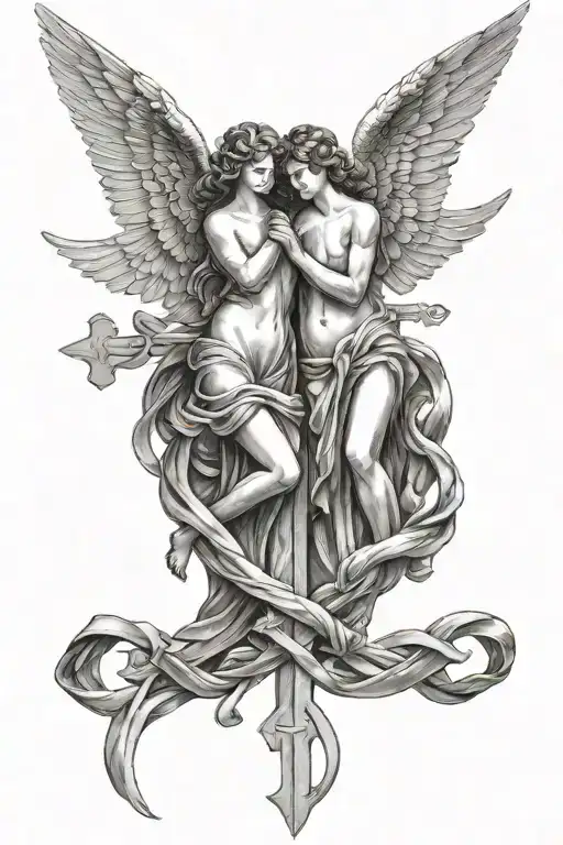 Angels Crosses Intertwined
